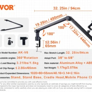 Microphone Boom Arm with Desk Mount